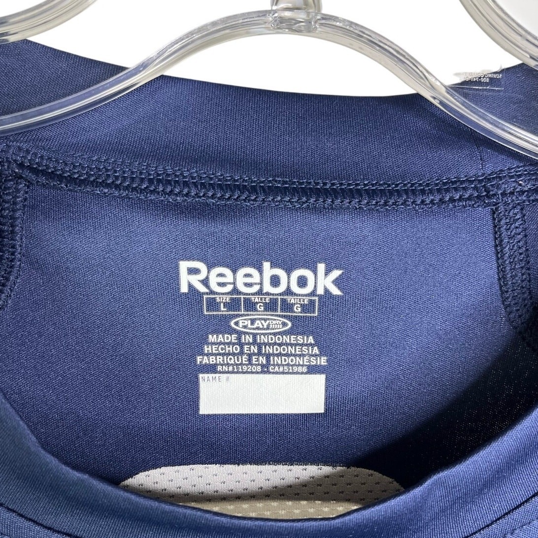 New England Reebok Patriots NFL Long Sleeve Shirt Men L Navy Back Vents Pullover