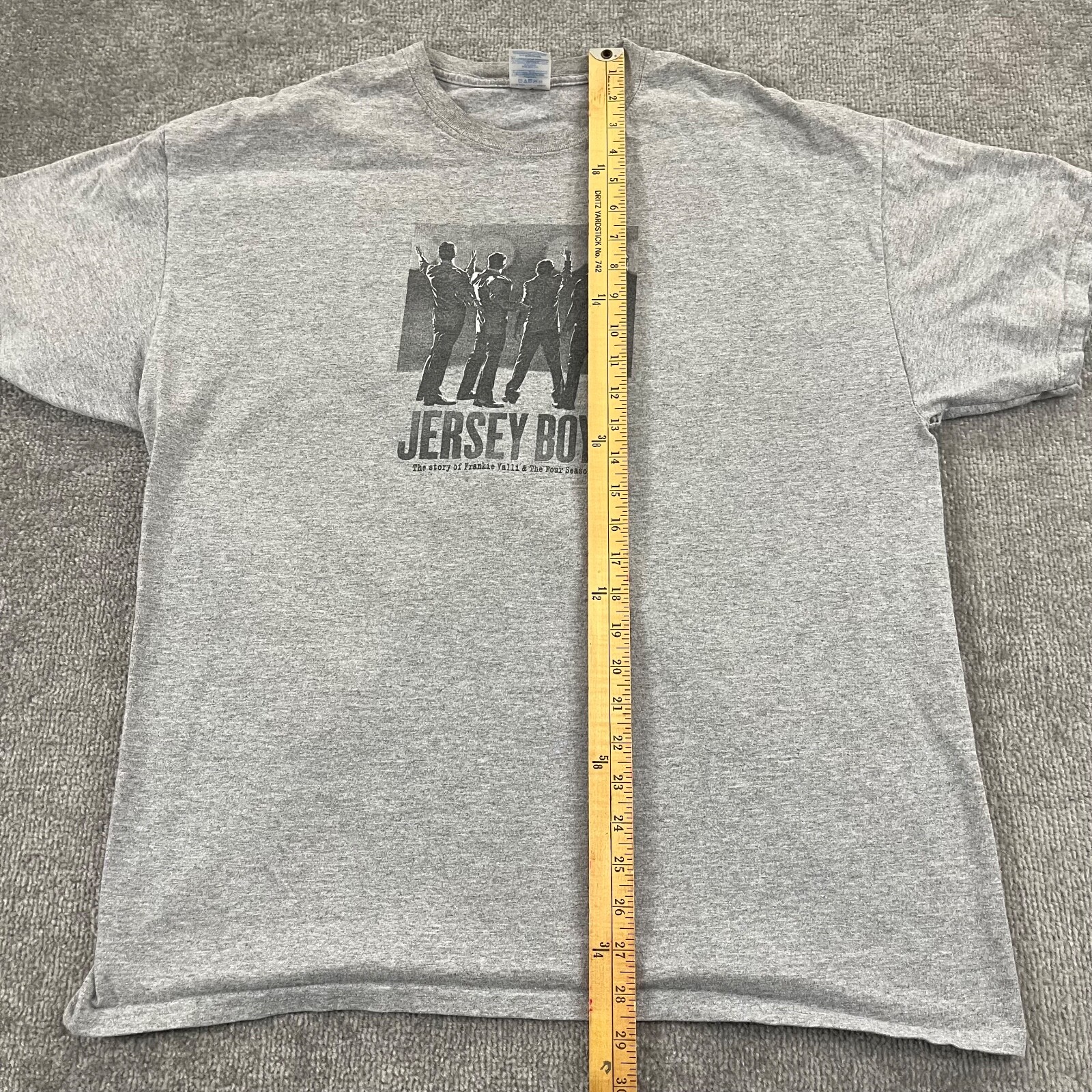 JERSEY BOYS Shirt Mens Extra Large Gray Graphic Frankie Valli Four Seasons Y2K
