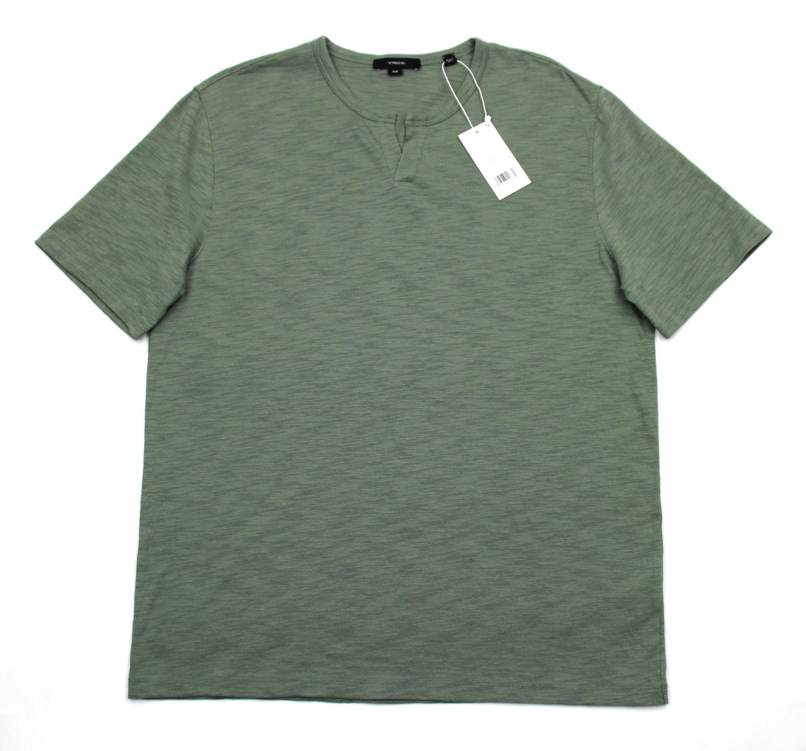 Vince Slub Henley T-Shirt Mens M Green Short Sleeve 100% Cotton Jersey NWT
