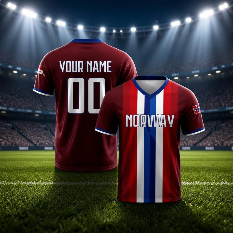 Custom Name and Number Norway Soccer Jersey, Personalized Norway Football Shirt