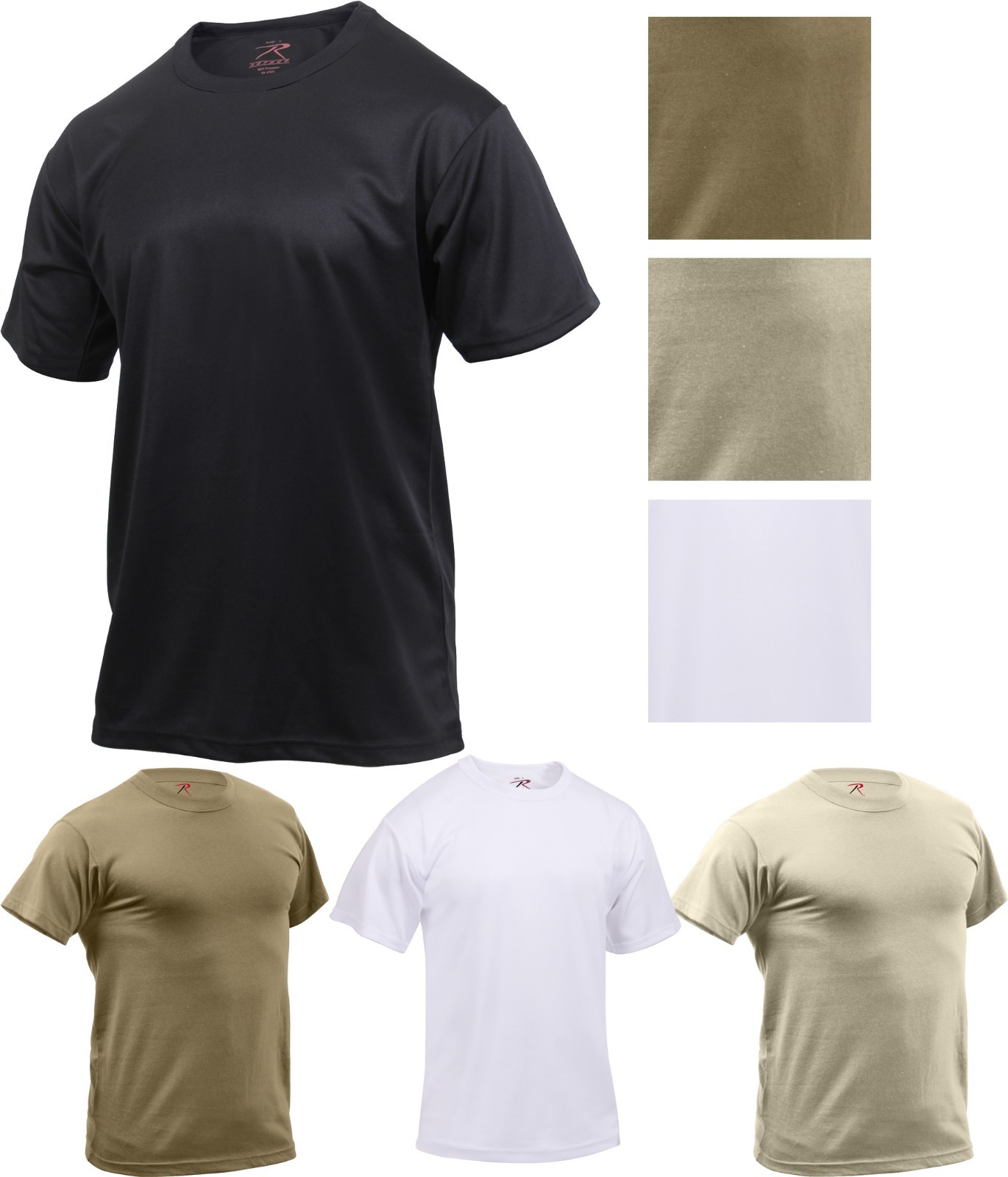 Rothco Performance Quick Drying Solid T-Shirt Tactical Crew Solid Workout Tee