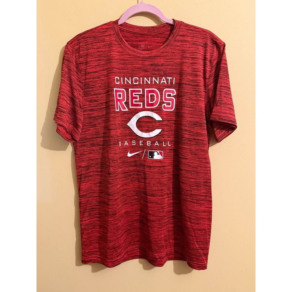 Nike Cincinnati Reds MLB Baseball Shirt Mens Large Red Space Dye Performance Tee