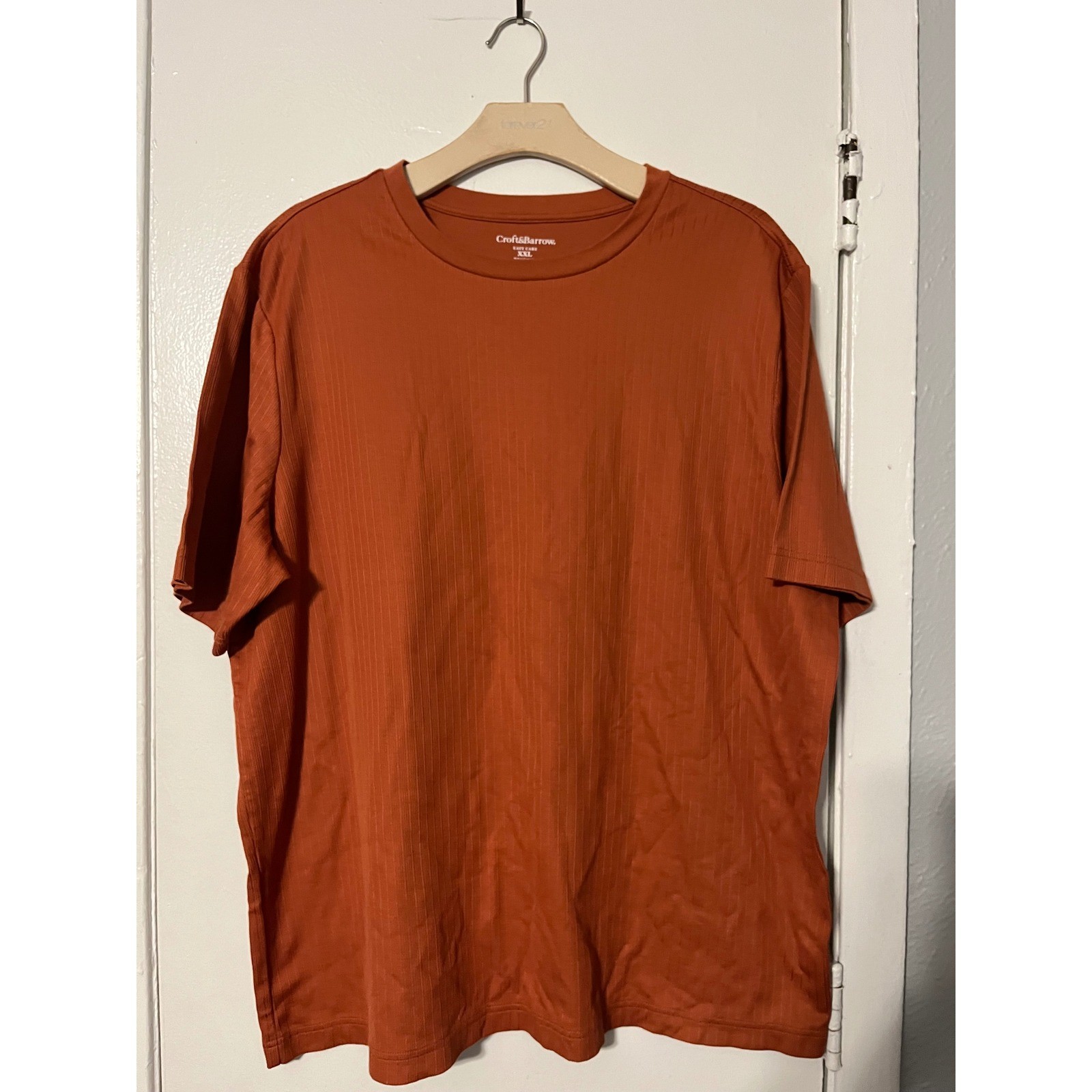 Croft & Barrow Mens XXL Burnt Orange Ribbed Short Sleeve Easy Care Tee RN73277