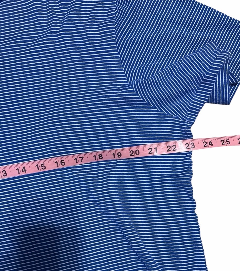 Vintage Polo Ralph Lauren T-Shirt Mens L Blue Striped Short Sleeve Cotton 90s