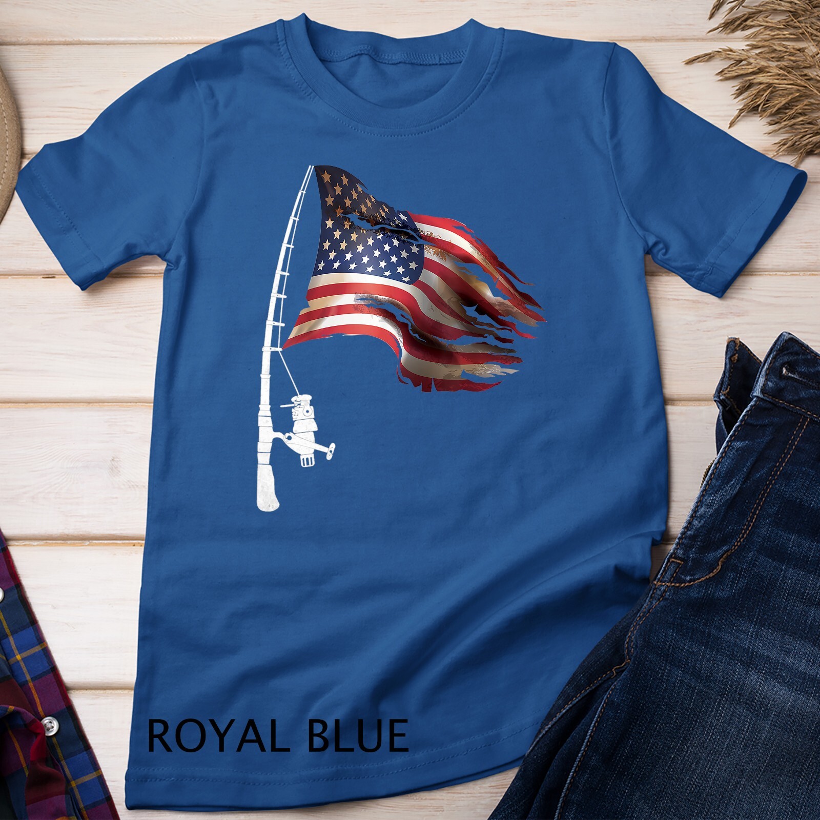 Fishing American Flag Fisherman Patriotic day 4th of July Unisex T-shirt