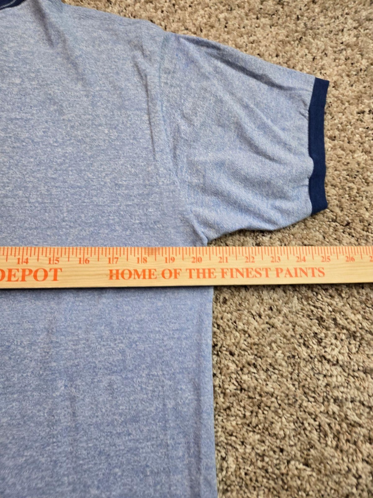Vintage Collegiate Pacific Shirt Large Blue Ringer Short Sleeve West Hills 70s