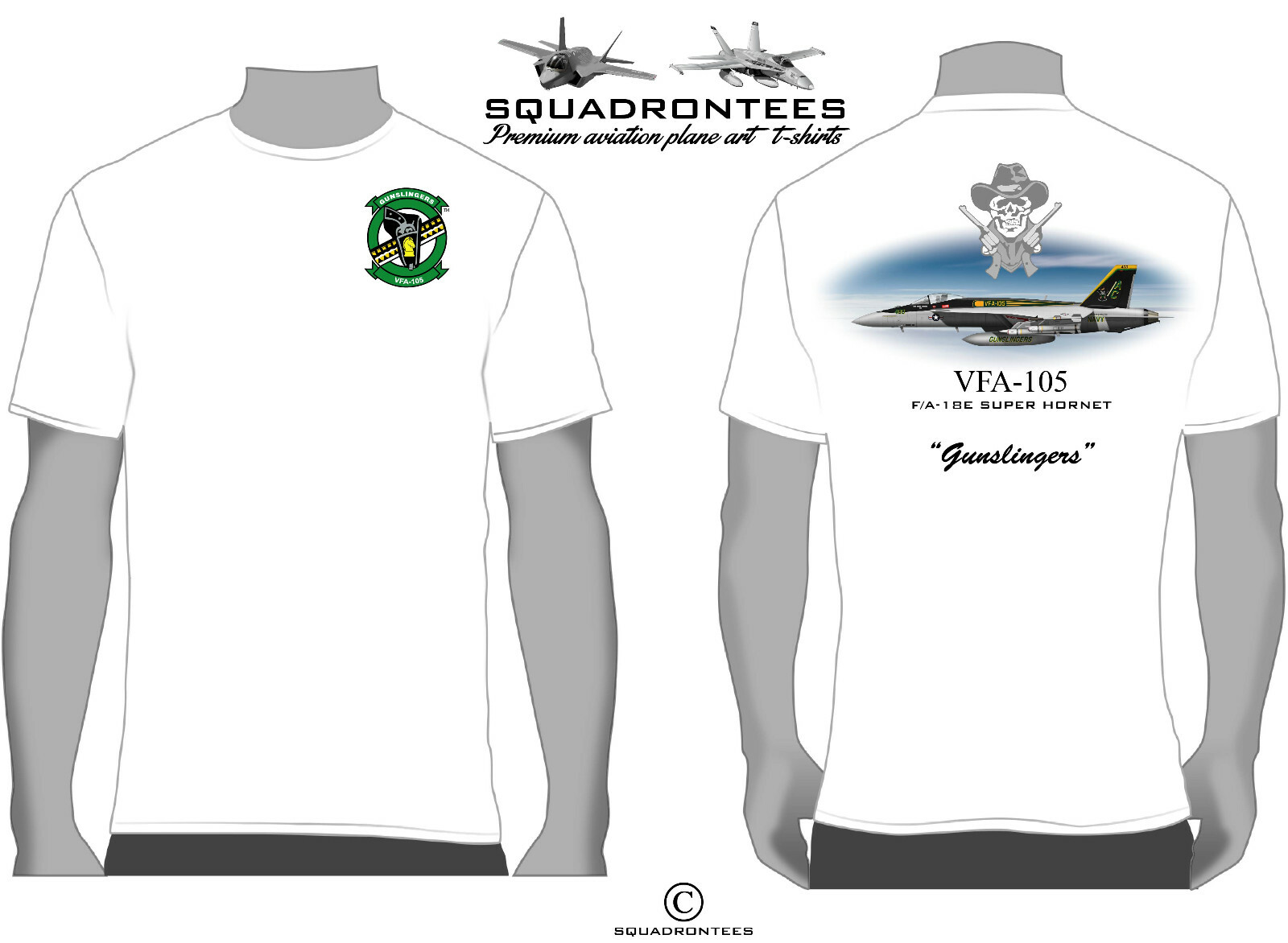VFA-105 Gunslingers F/A-18 Squadron T-Shirt D2 – USN Licensed Product