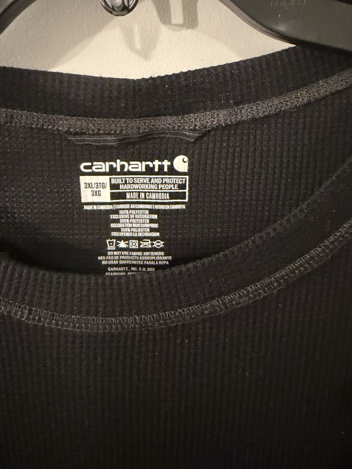 Carhartt Force Base Layer Thermal Shirt Mens 3XL Black