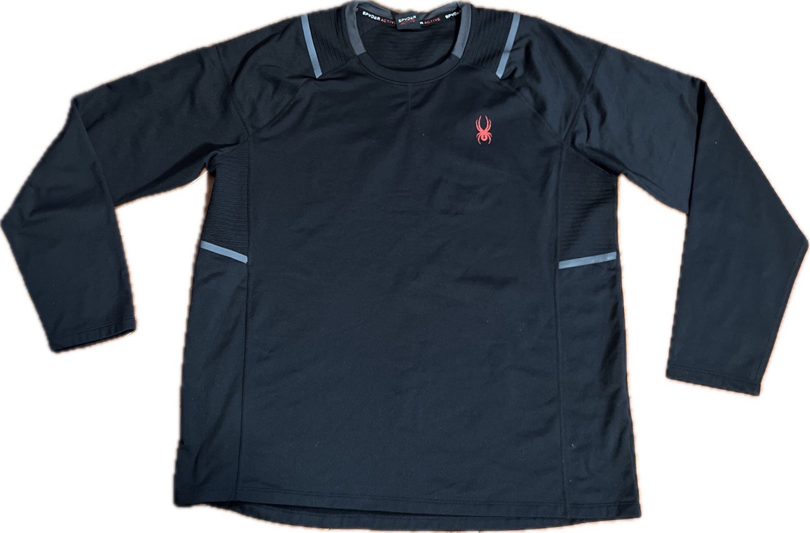 Spyder Men&rsquo;s Large Active Long Sleeve Tee T-Shirt ProWeb Microfleece Black EUC