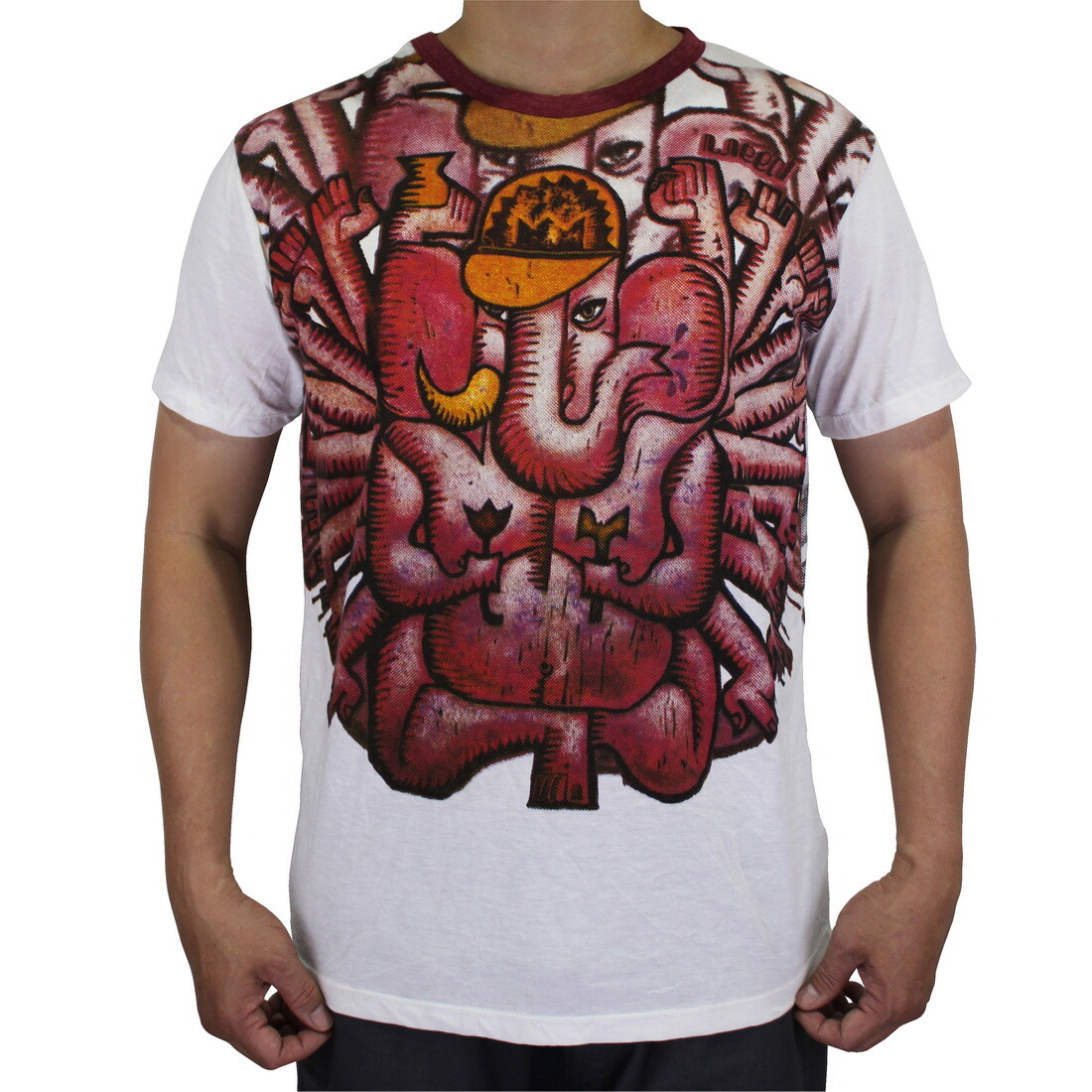 WEED Ganesha Ringer T-Shirt Men Ganesh Ganapati Hindu God Hippie Streetwear WE01