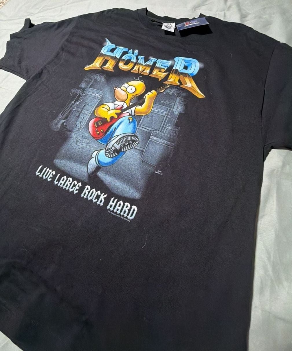 Vintage 2005 The Simpsons Homer Live Large Rock Hard T-Shirt Size XL