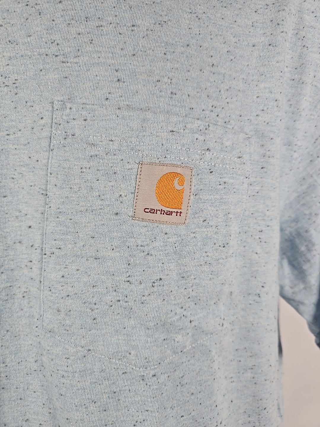 CARHARTT Short Sleeve Loose Fit T-Shirt Blue Flecked Patch Pocket Men&rsquo;s Large