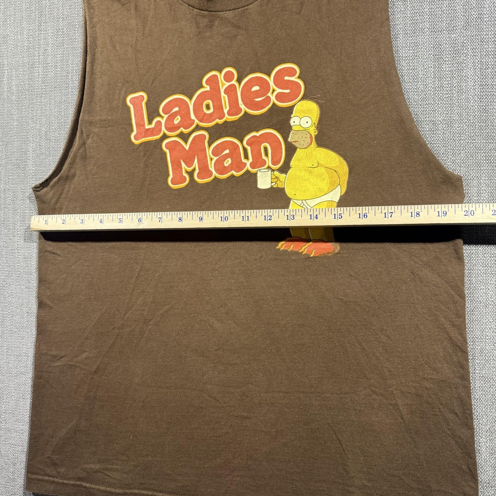 Homer Simpson Shirt Mens Medium Brown Ladies Man Graphic Sleeveless Tank Top