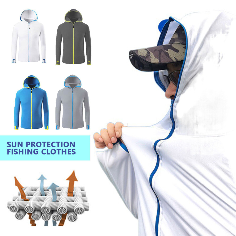 UPF 50+ Men UV Protection Jacket T-Shirt Hoodie Long Sleeve Outdoor Fishing Tops