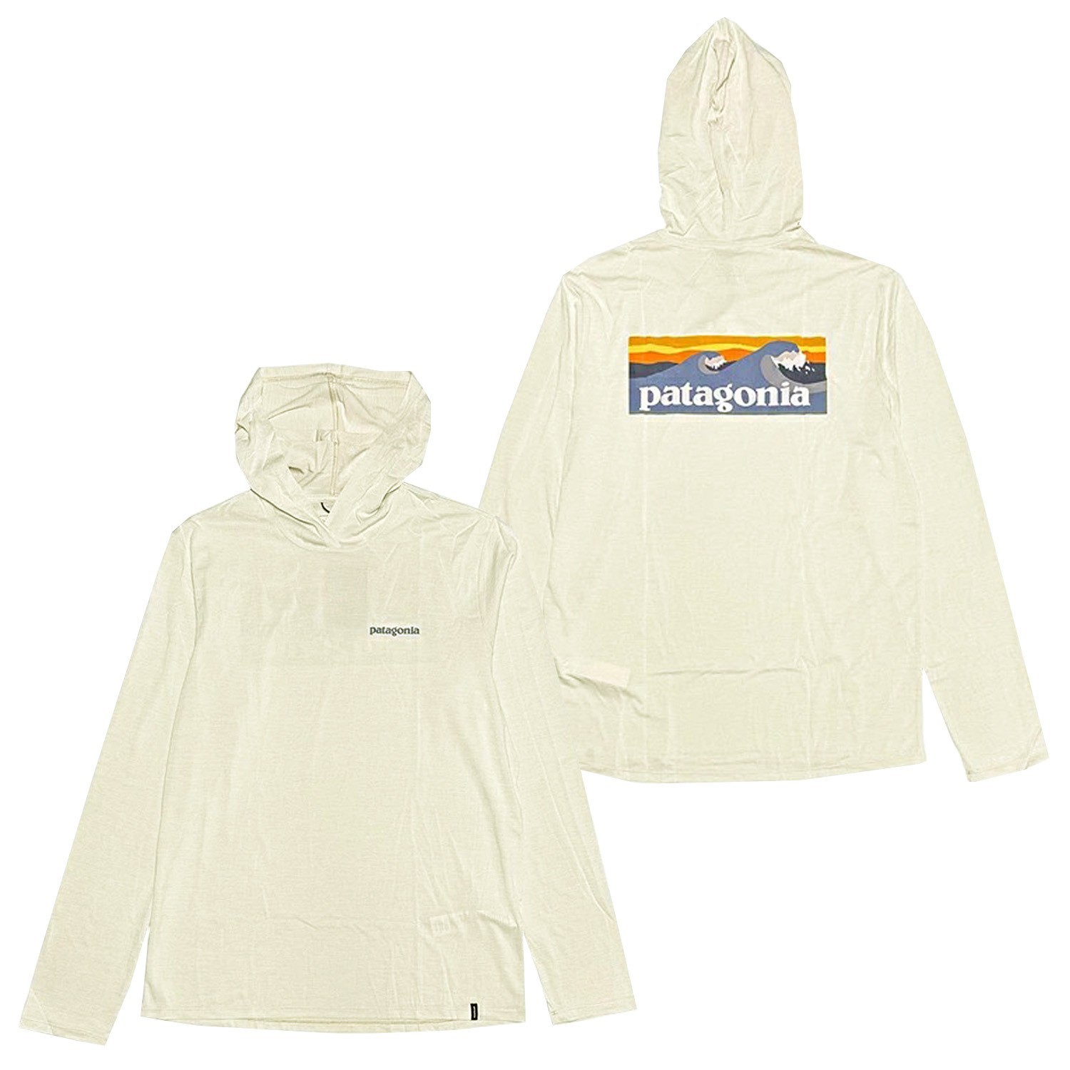 Patagonia Men Capilene Cool Daily Hoody Boardshort Logo L/S T-shirt Dyno (Cream)