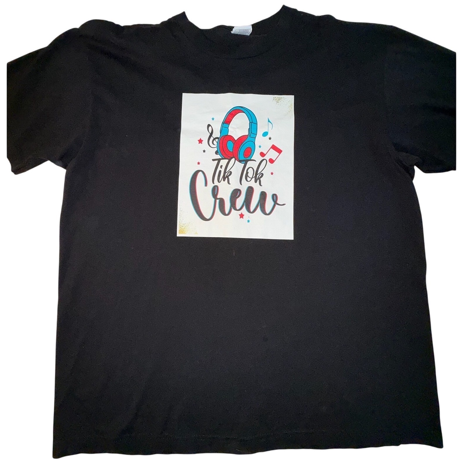 Shaka Active Tik Tok Crew Graphic T-Shirt Black Mens 2XL Short Sleeve Cotton Tee