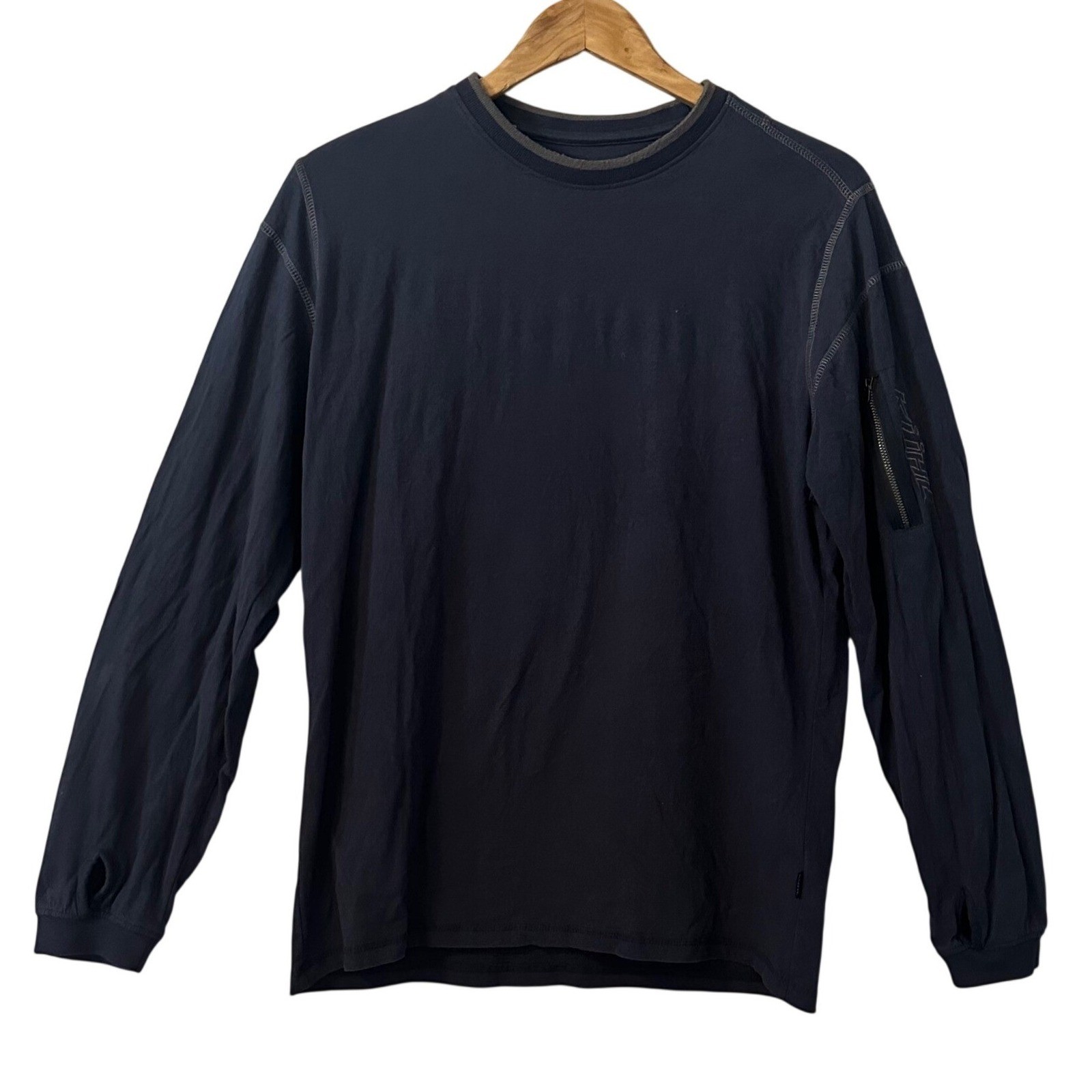 Kuhl Wildfibre Mens M Long Sleeve Shirt Navy Blue Organic Cotton Outdoor Hiking