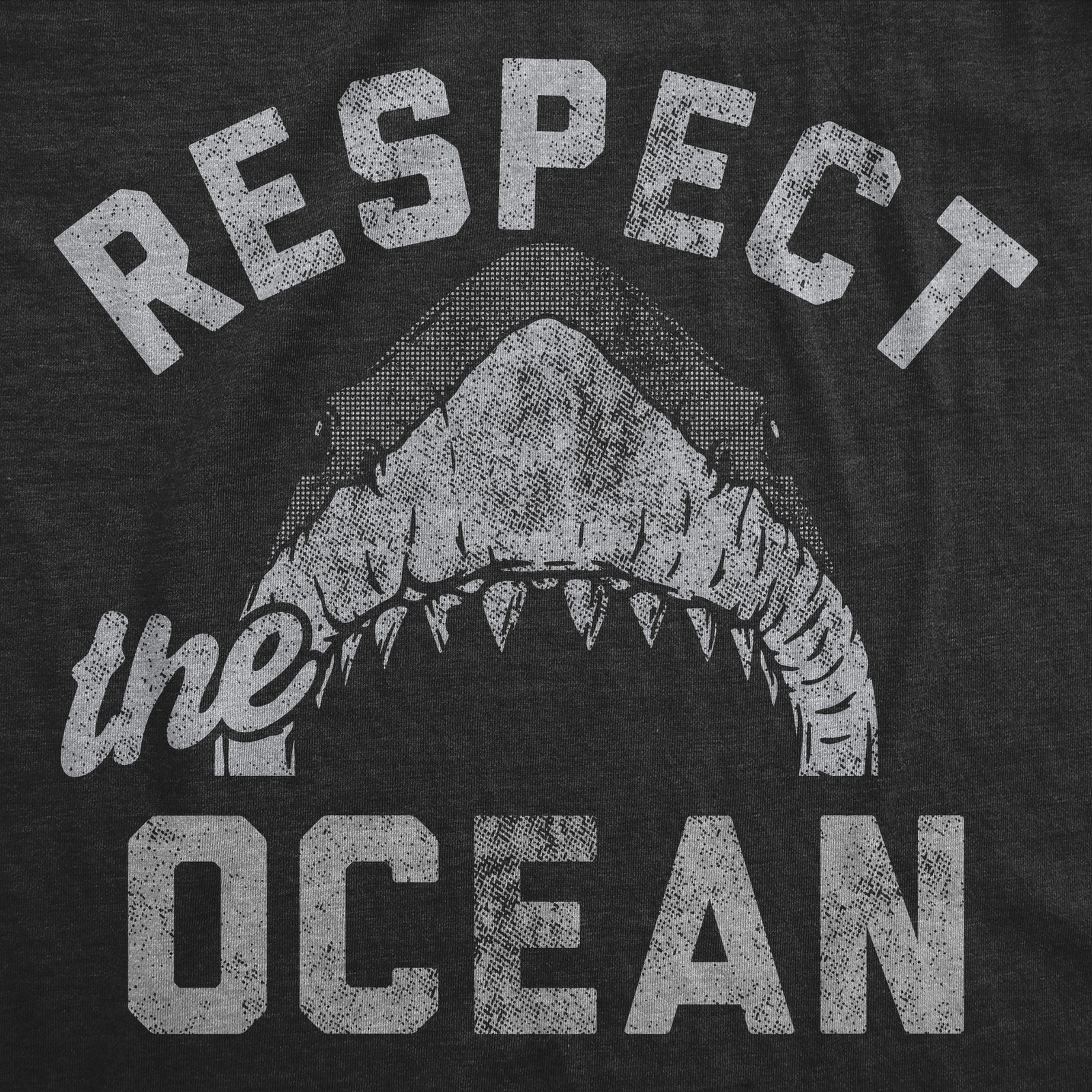 Mens Funny T Shirts Respect The Ocean Sarcastic Shark Graphic Novelty Tee for