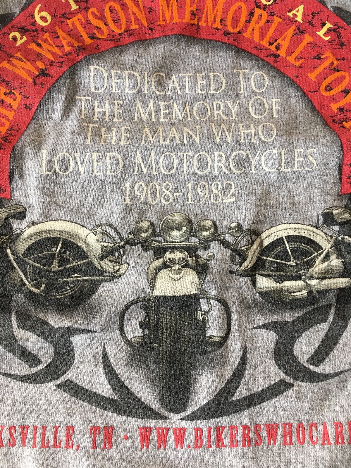 Ride to Remember 26th Leslie Watson Memorial Biker Mens Tshirt Silver Large
