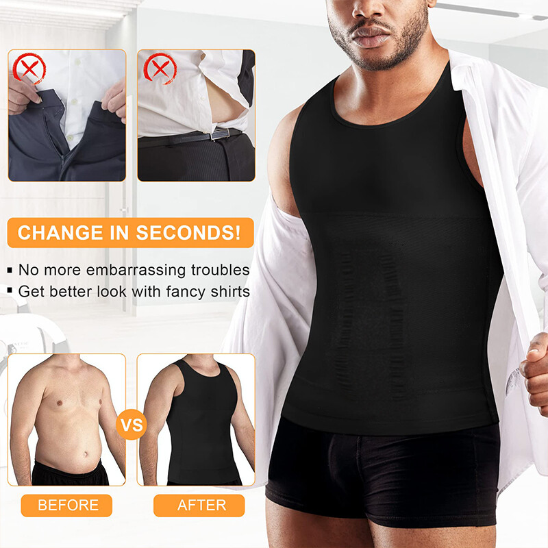 Mens Slimming Vest Abs Abdomen Compression Shirt Workout Tank Tops Body Shaper