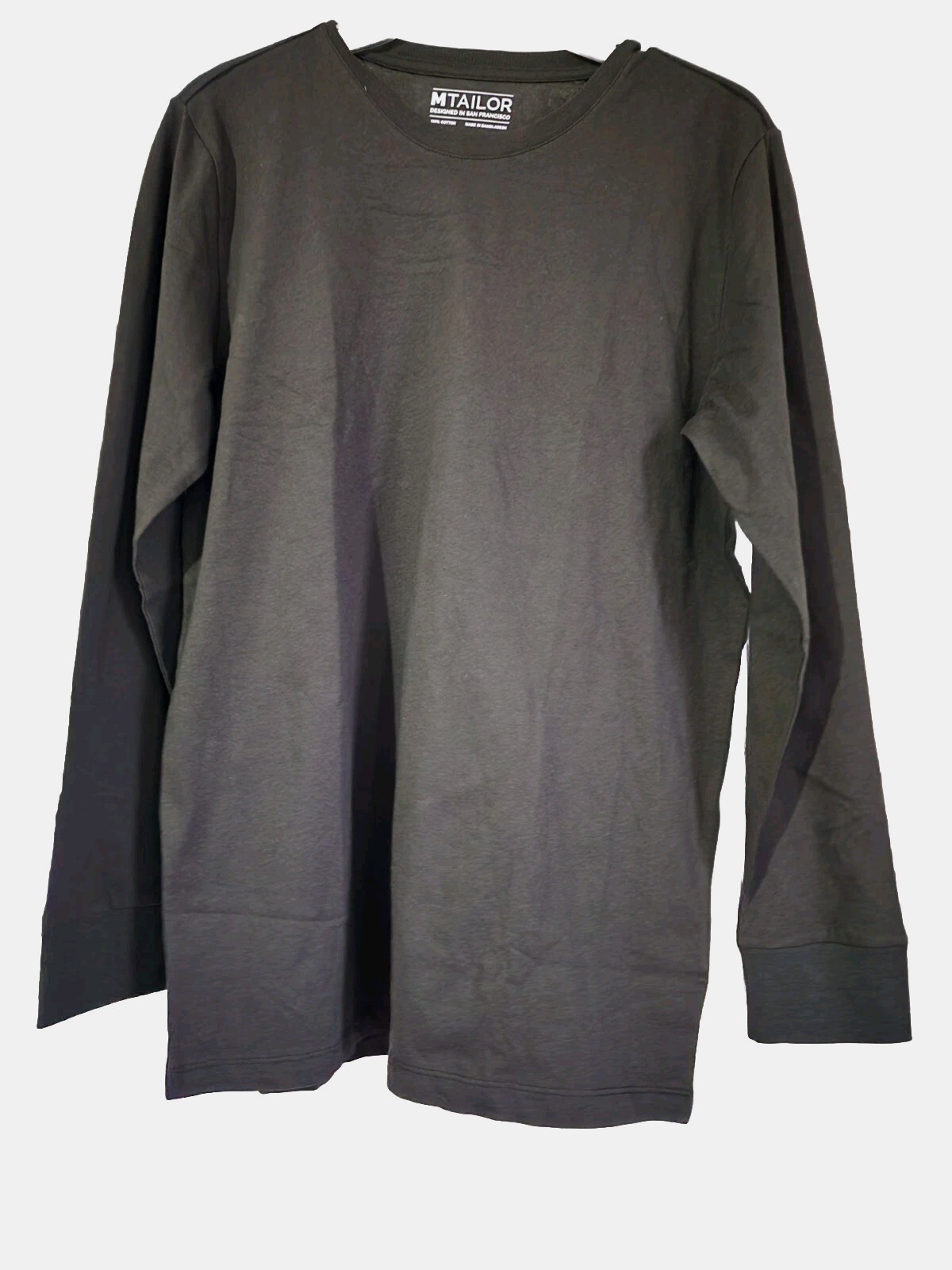 MTailor Men&rsquo;s Solid Long Sleeve Cotton T-Shirt Black New Size Large