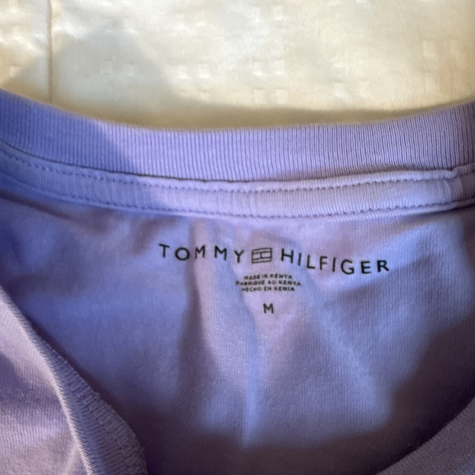 Tommy Hilfiger Purple Logo Solid Crewneck Short Sleeve Knit Cotton Tee Men&rsquo;s M