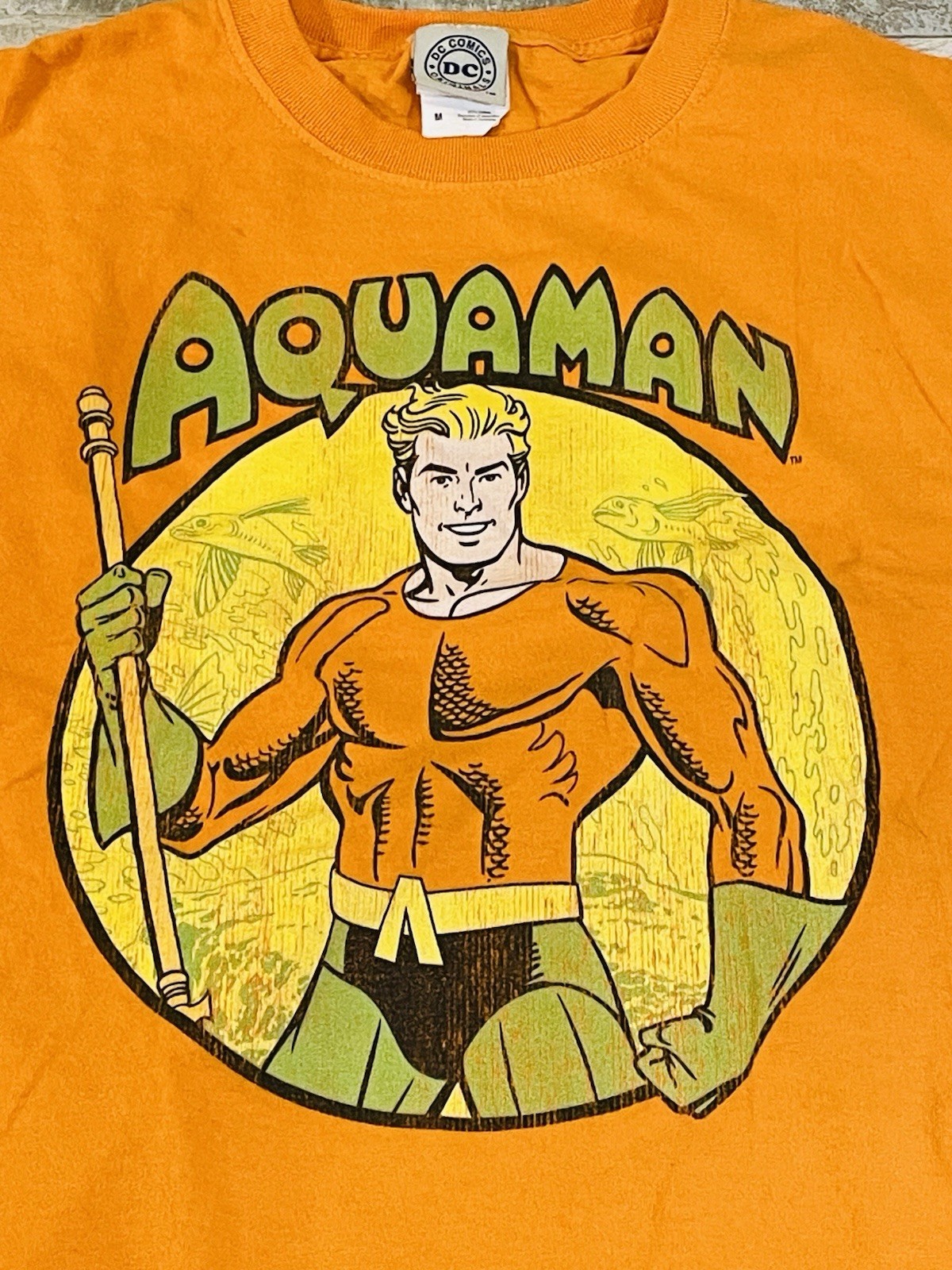 DC Comics Retro Aquaman T Shirt Adult Medium Orange Tee Superhero DCU