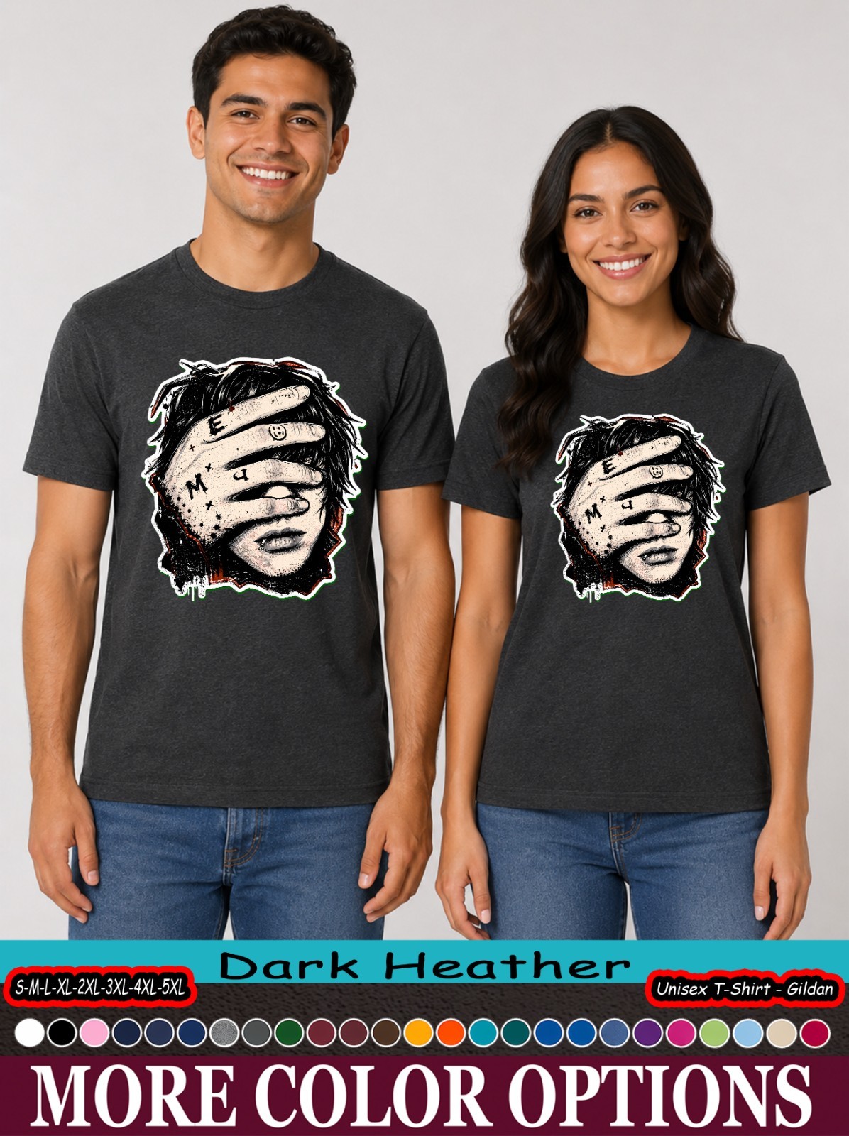 Alternative Grunge Face Covered Eyes Shirt, Emo Goth Graphic Tee