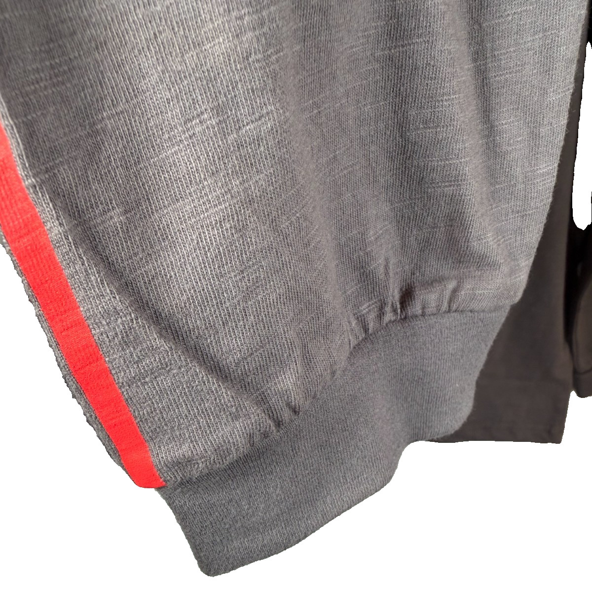 Rip Curl Long Sleeve Relaxed Fit Gray Shirt with Red Sleeve Stripes (2XL)