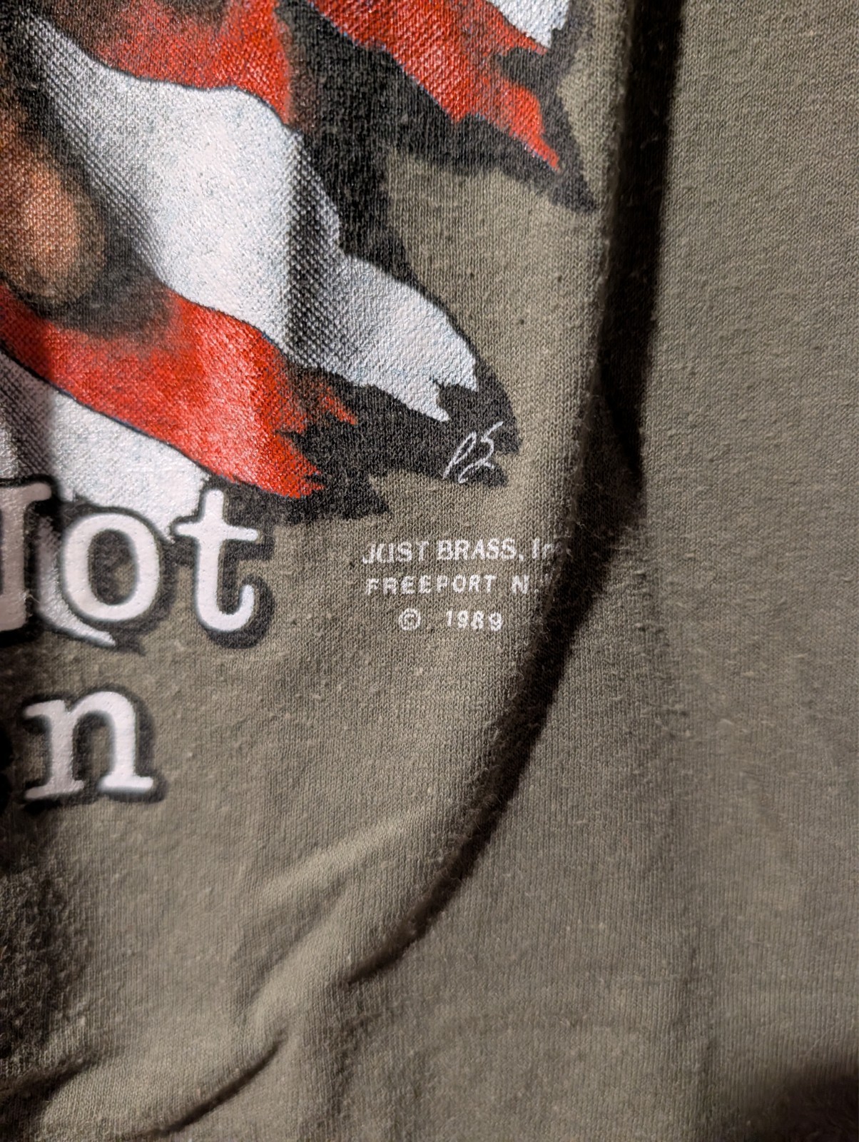VTG 1989 3D Emblem POW MIA We Have Not Forgotten Graphic T Shirt Mens M Olive