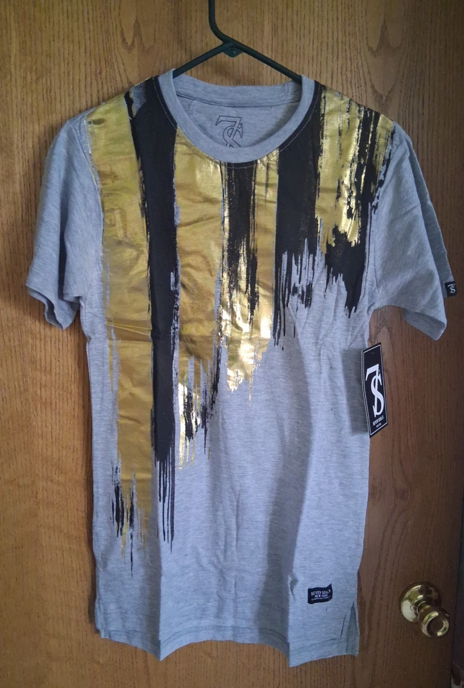 SEVEN SOULS Youth XL 18 Heather Grey Gold Black SS T-Shirt New 7S New York