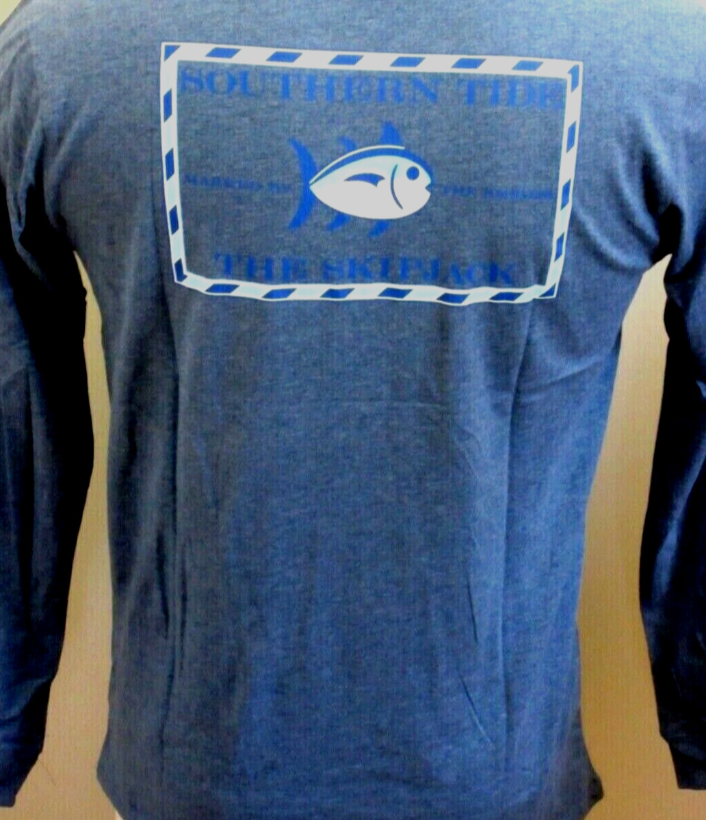 Men&rsquo;s Southern Tide Long Sleeve Skipjack Fishing Seven Seas Blue T shirt NWT