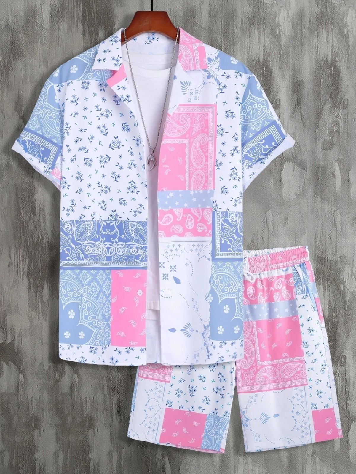 Men Summer Outfit 2-Piece Set Short Sleeve T-Shirt and Shorts Sweatsuit Set