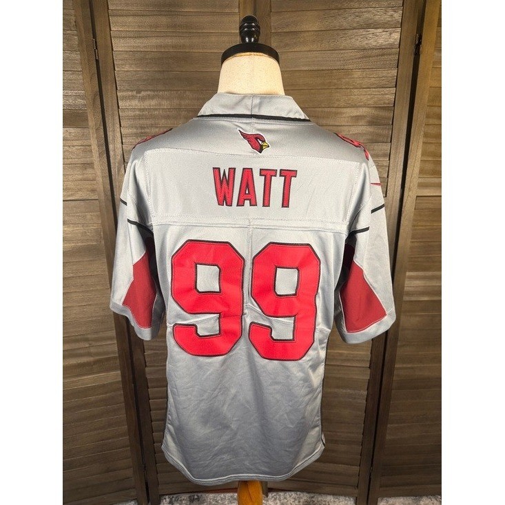 Nike Arizona Cardinals JJ Watt 99 NFL On Field Jersey Mens Small Grey Red