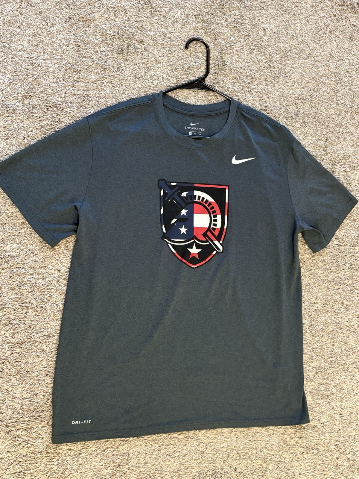 Nike West Point Army T-Shirt Grey American Flag Logo Dri Fit Mens XL
