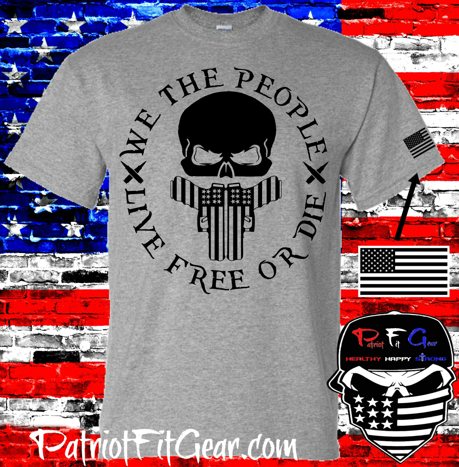 t-shirt, We Teh People, Live Free Or Die, Gun Rights, Skull,Patriotic,Custom tee