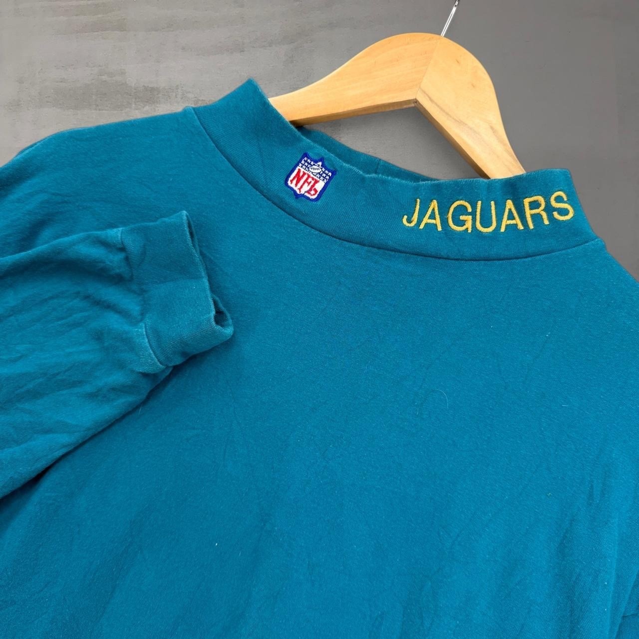 Vintage Jacksonville Jaguars 90s Shirt Teal Mock Neck Long Sleeve Men&rsquo;s XL
