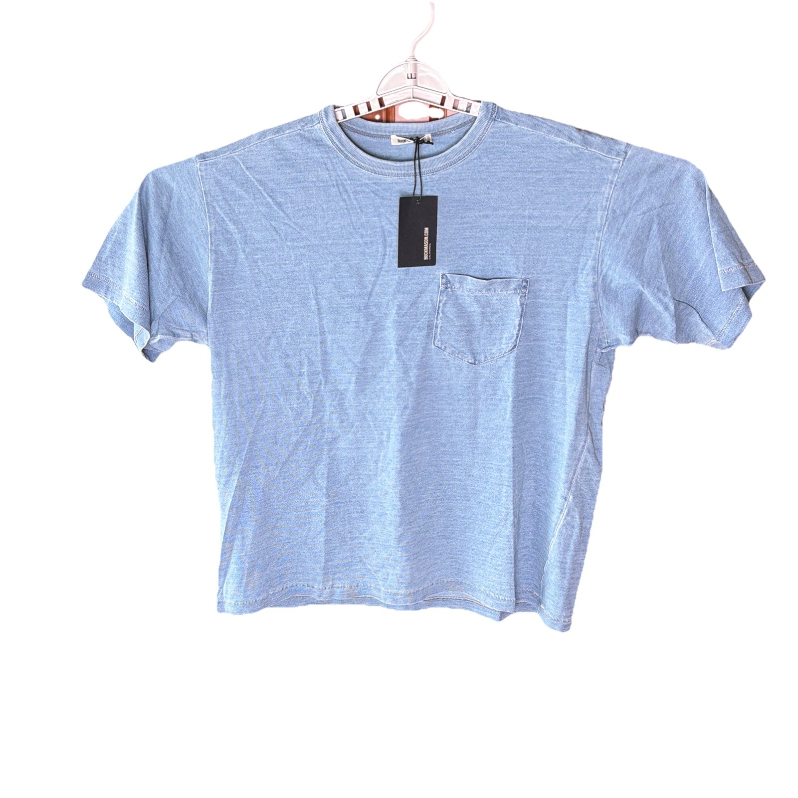 Buck Mason New IndigoDipped Yuma 90s Boxy Pocket Tee Mens Medium Blue SS