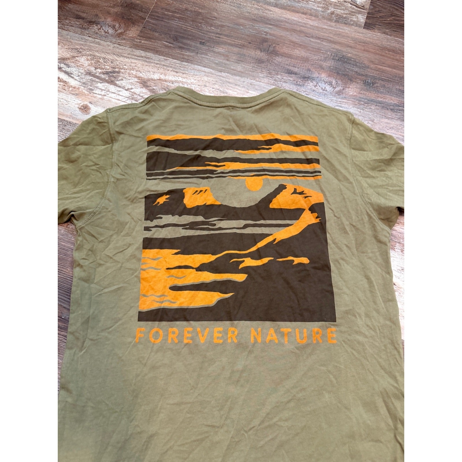FJALL RAVEN mens mountain graphic tshirt size Medium in olive green EUC
