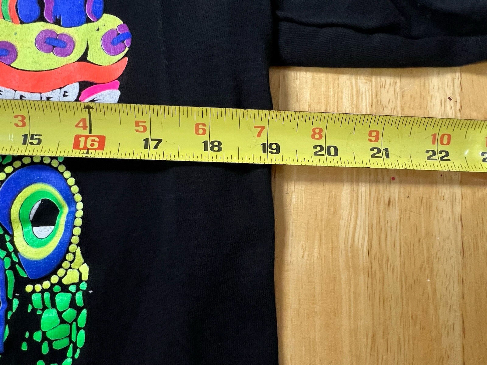 AZTEC SKULL T SHIRT ART TEE Front Back Hits Unique LARGE Neon Black Vision See