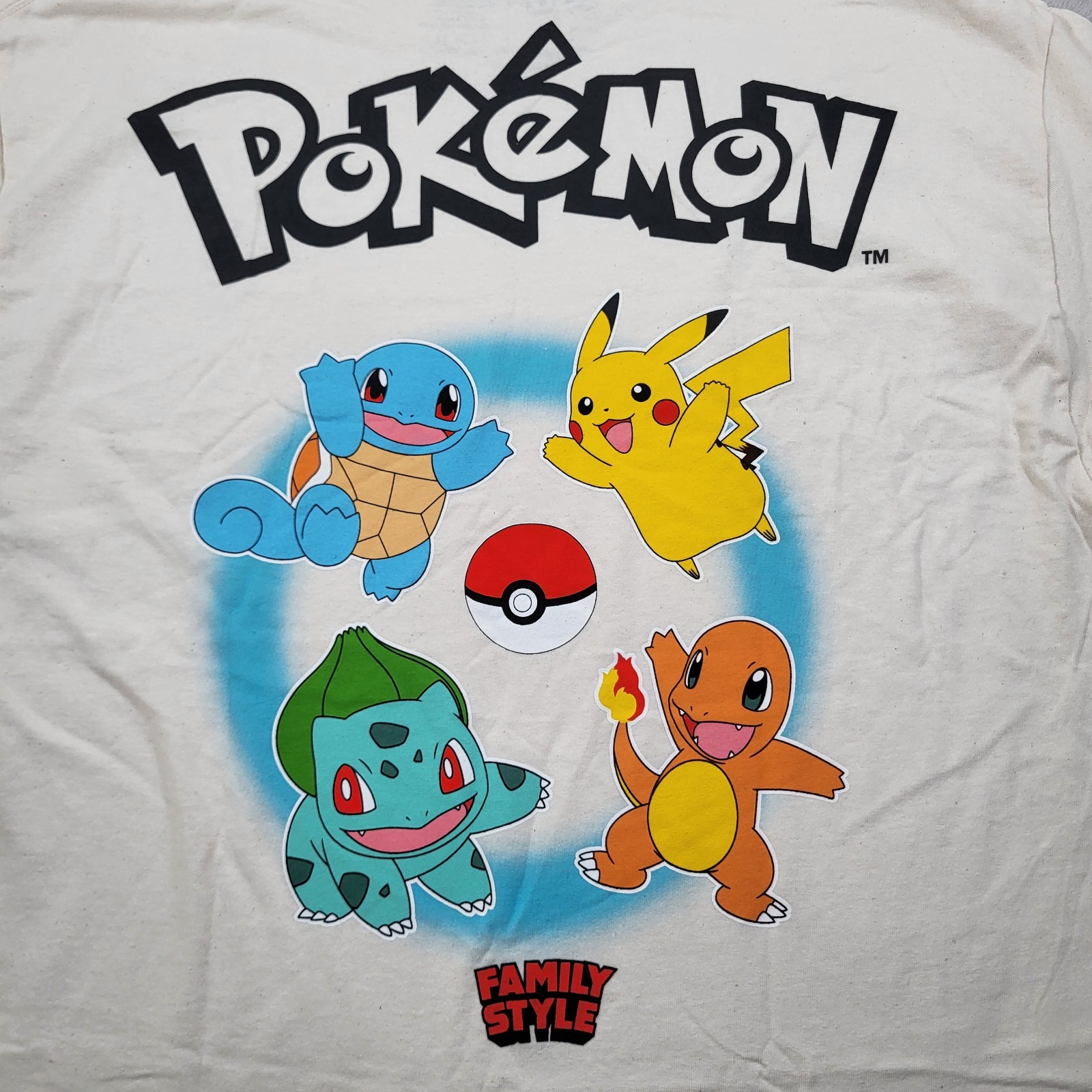 Complex Pokemon Shirt Mens XL Beige Food Festival Graphic Print Pikachu Squirtle