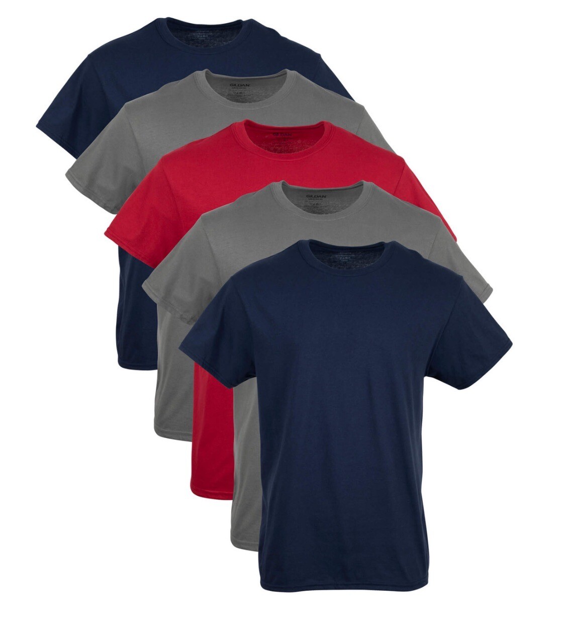 Gildan Men&rsquo;s Crew T-Shirts Multipack Style G1100 NavyCharcoalCardinal Red L