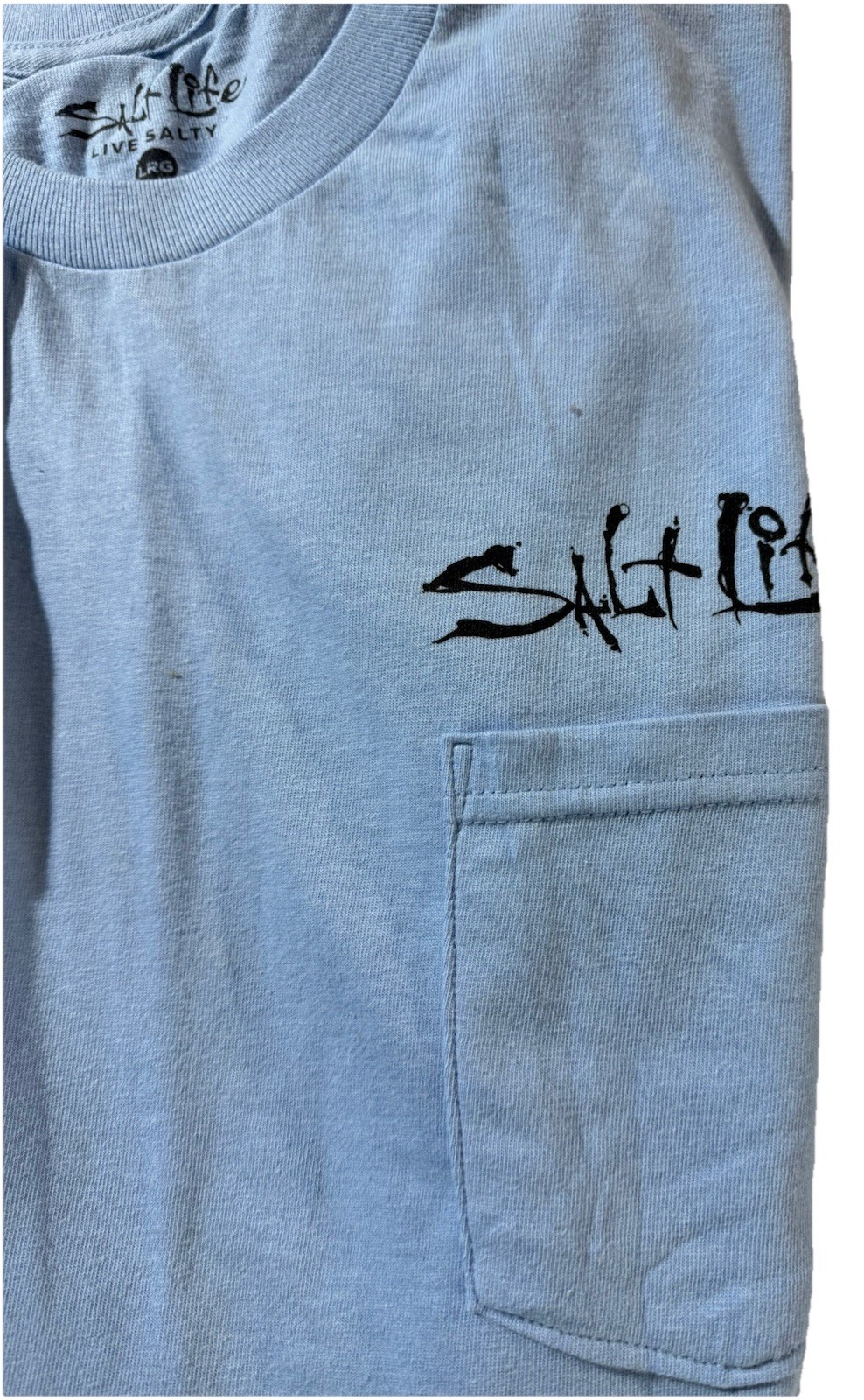 Salt Life Blue Men&rsquo;s T-Shirt Cotton Fish Graphic Pocket Short Sleeve Size Large