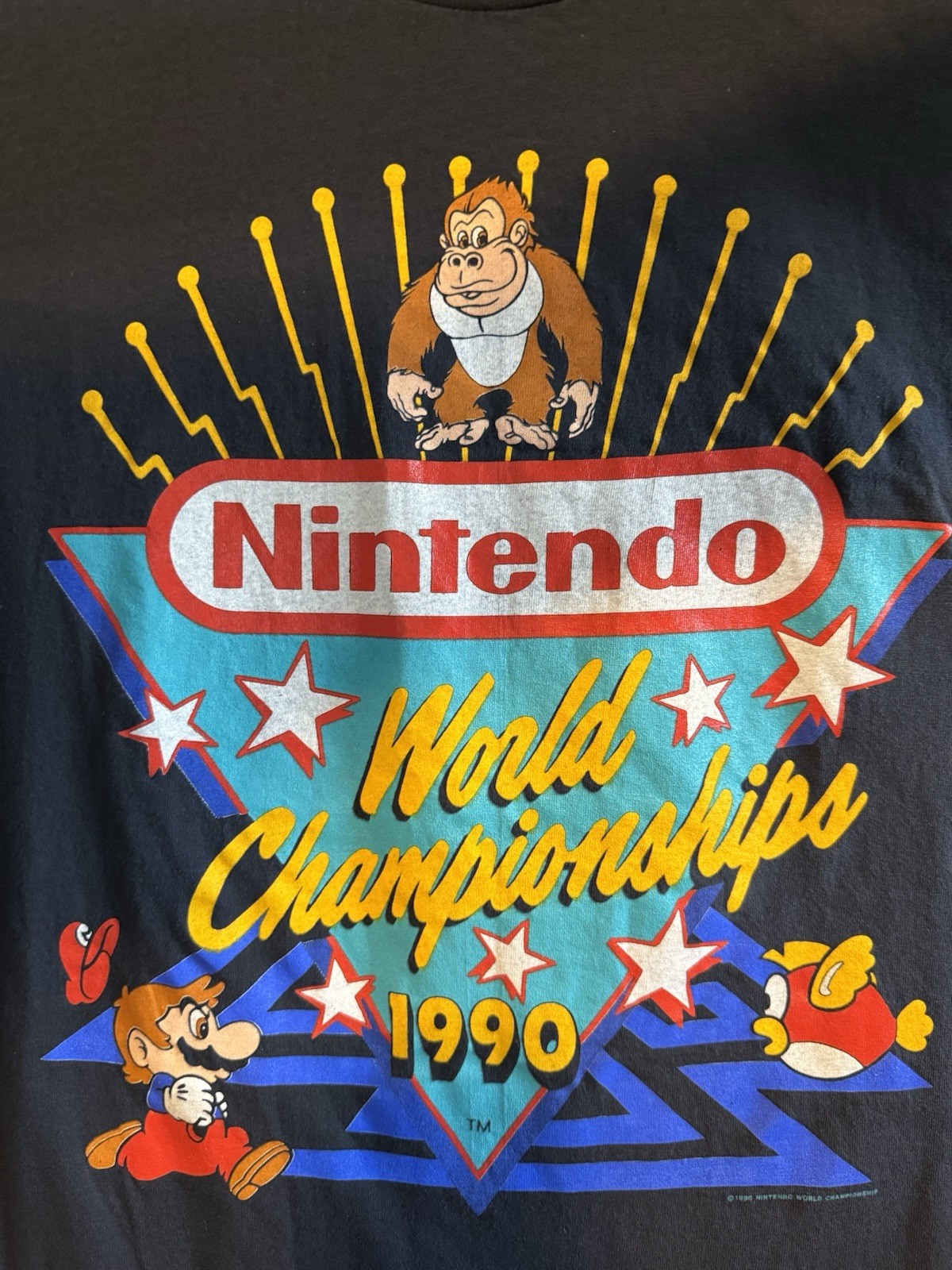 RARE 1990s Nintendo NES Vintage World Championship T-Shirt Donkey Kong Mario XL