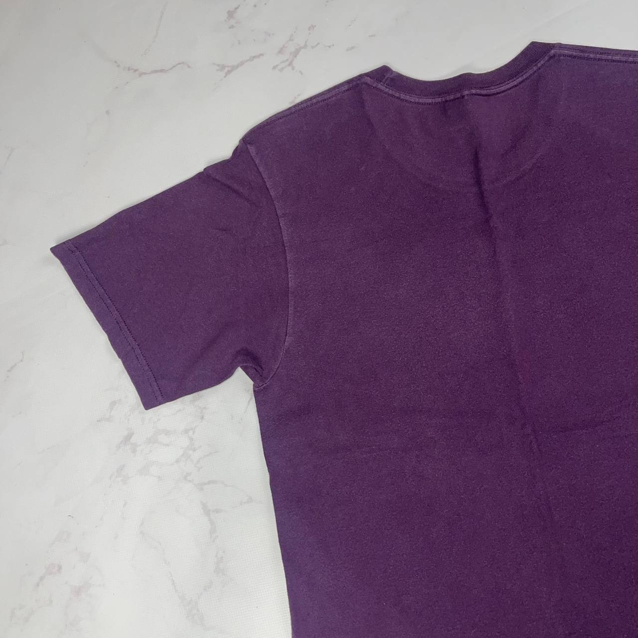 Vintage STUSSY T-Shirt Purple Glitter Logo Y2K Casual Tee Size S