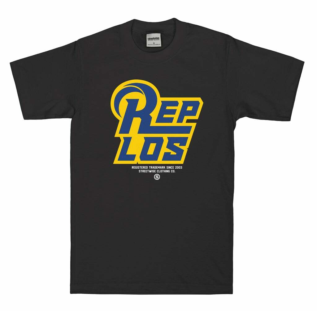 STREETWISE Rep Los PT.2 T-Shirt (Black) Streetwear Adult Men&rsquo;s Tee Black LA Rams