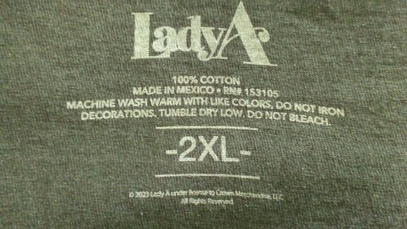 Lady Antebellum Grey 2023 Country Music Request Line 2XL Tour Shirt T-Shirt NWOT