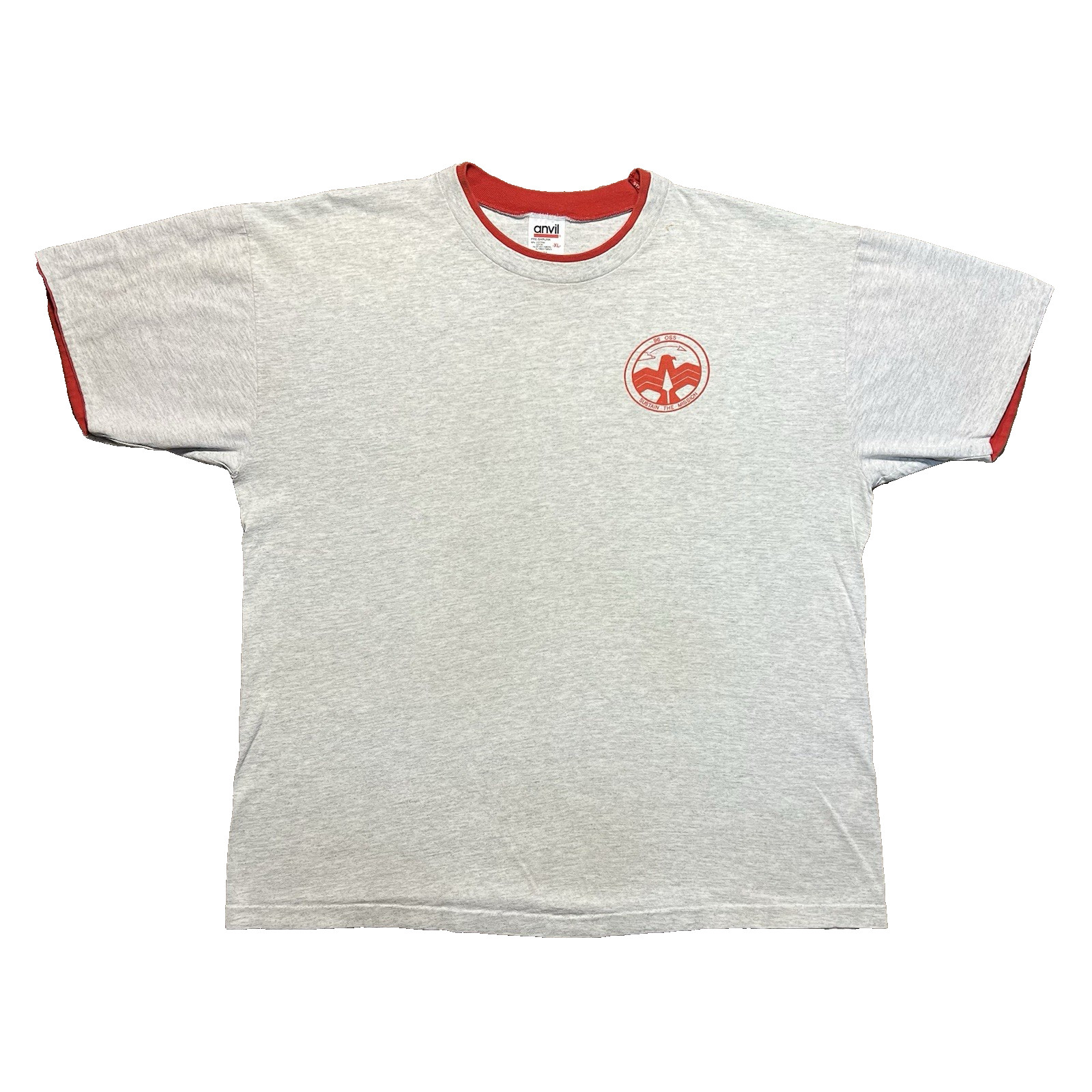 Vintage 90s USAF Ringer T Shirt XL 96th OSS Single Stitch Anvil Military Graphic