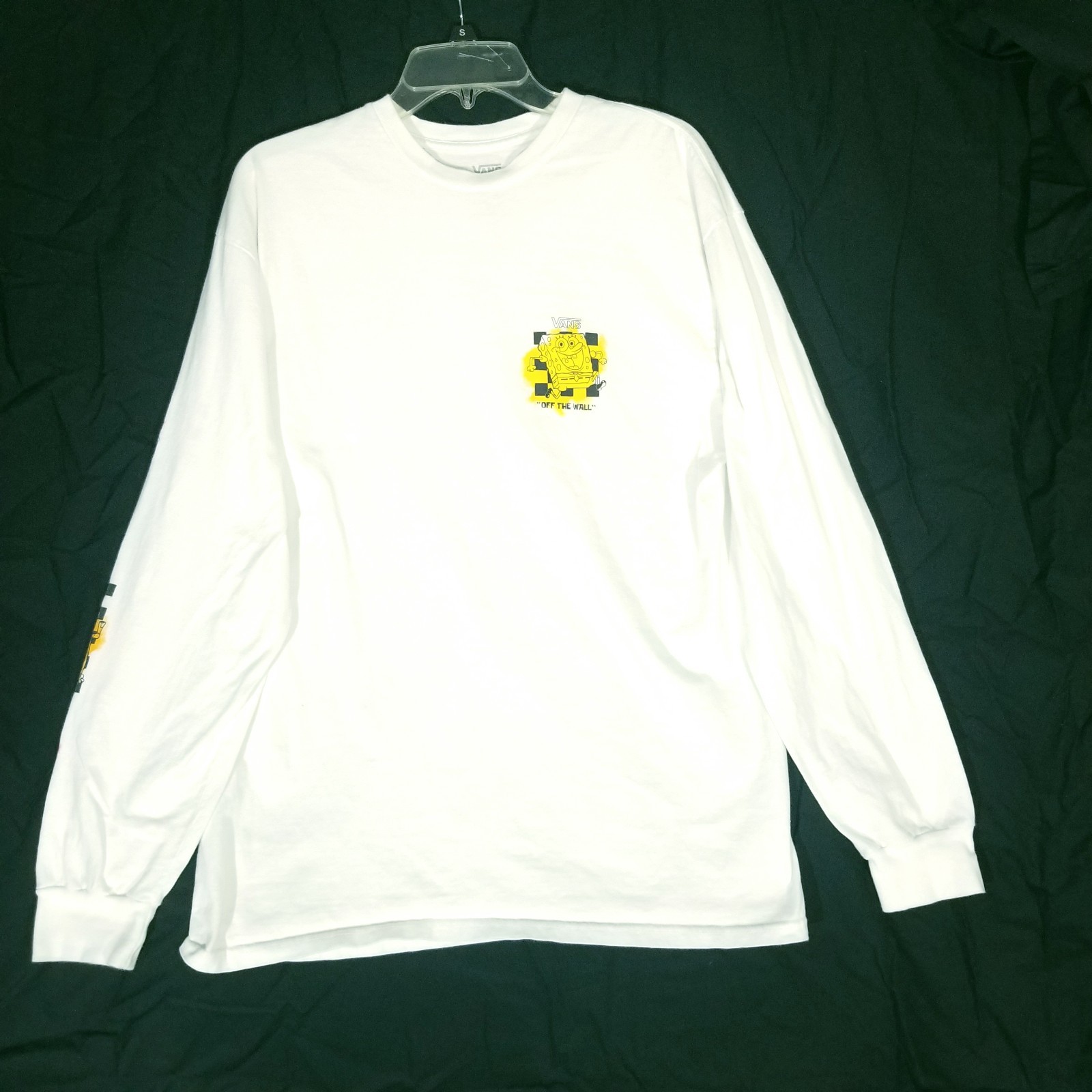 Vans SpongeBob Shirt Men Large White Long Sleeve Off The Wall Graphic Tee Cotton