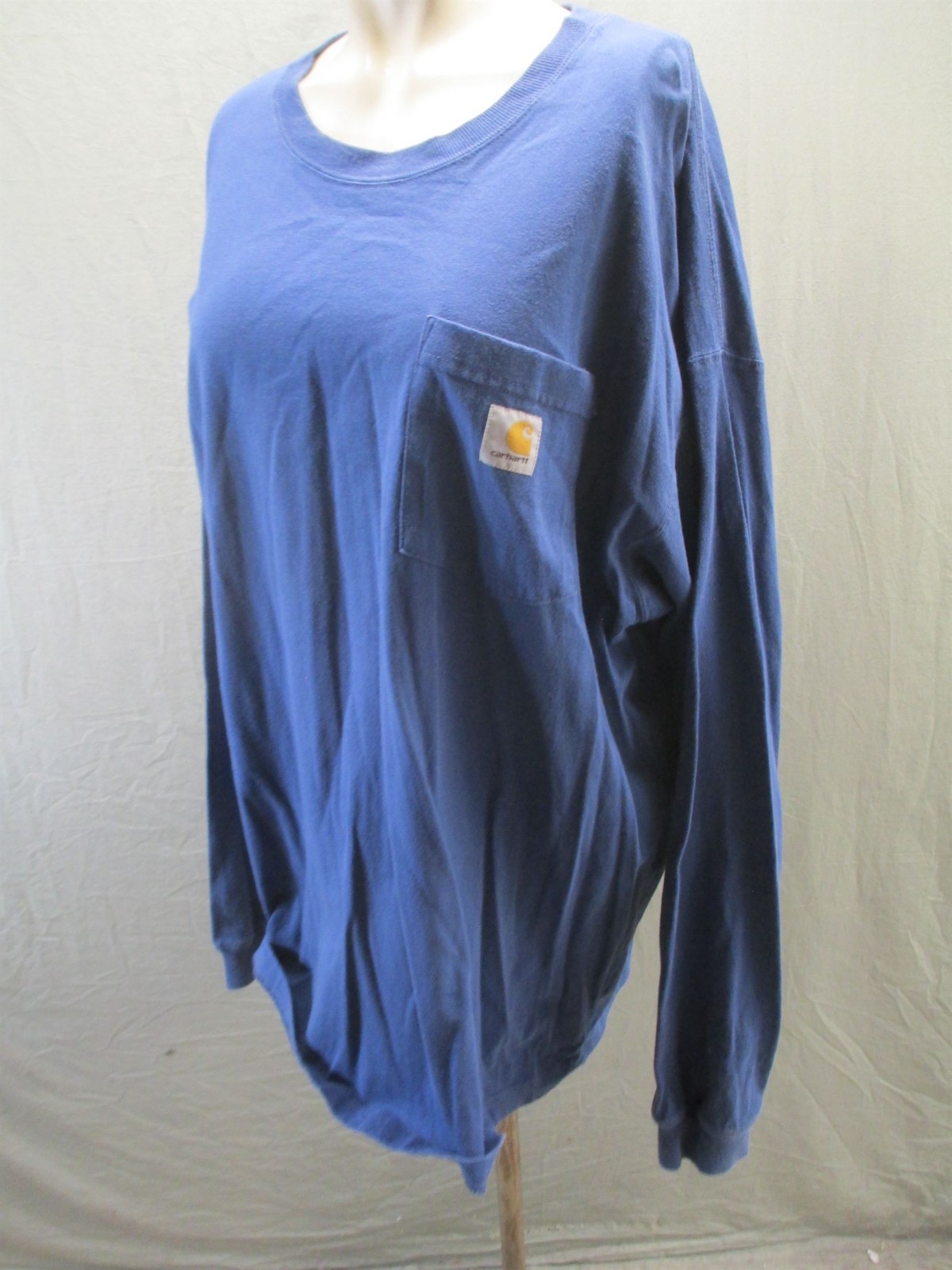 Carhartt Size XL Mens Blue 100% Cotton Long Sleeve Pockets Utility Shirt 241